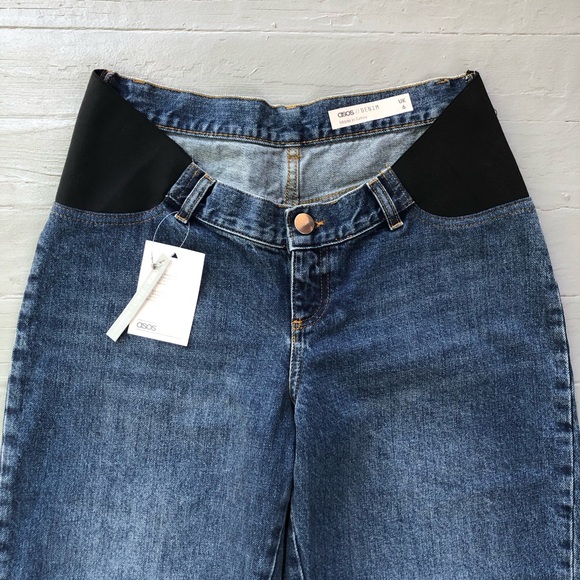 ASOS Denim Maternity Jeans Size 6 NWT Barrel Leg Balloon Leg Taper Dark Wash - Picture 2 of 12